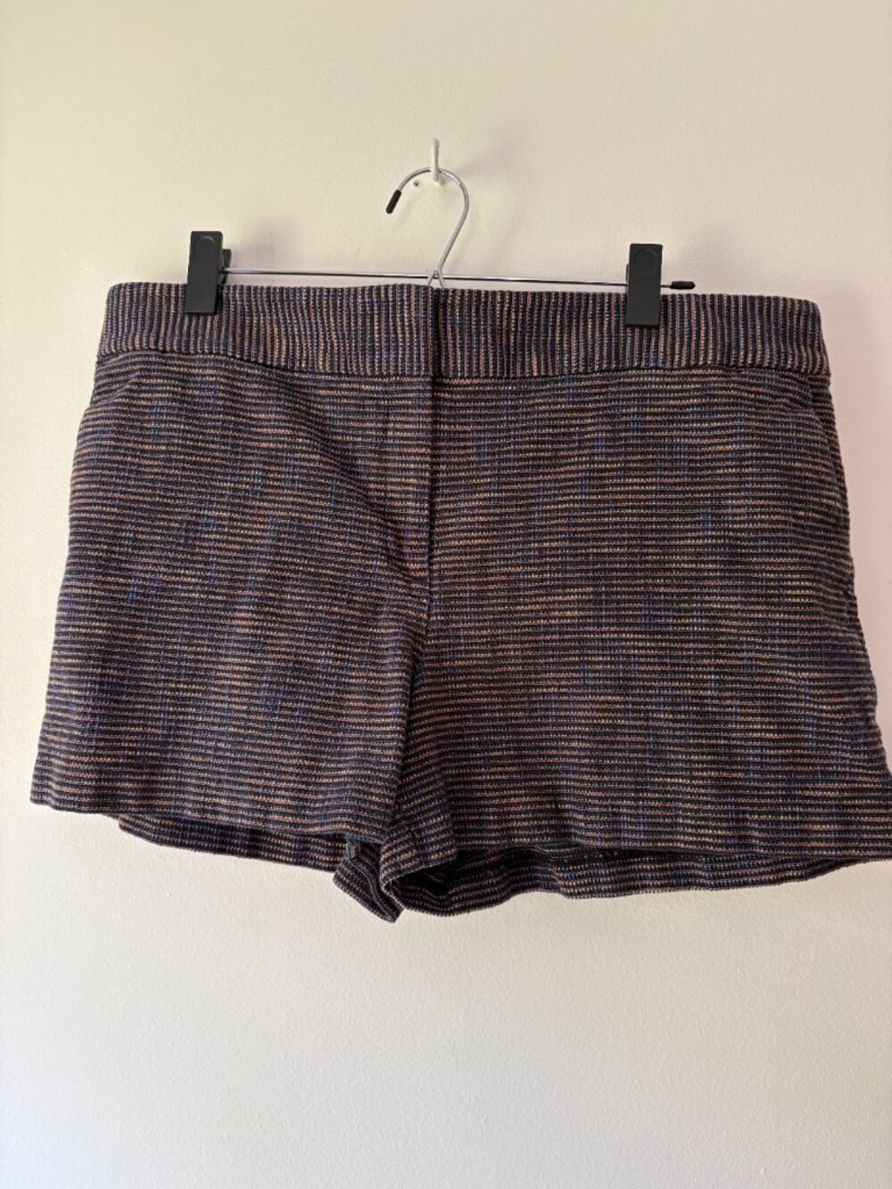 Loft Riviera Textured Tweed Plaid Shorts 🍂 Orange Blue Striped Tailored Shorts